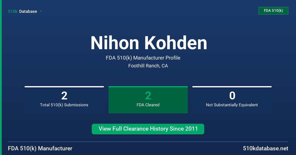 Nihon Kohden FDA 510(k) Manufacturer Profile