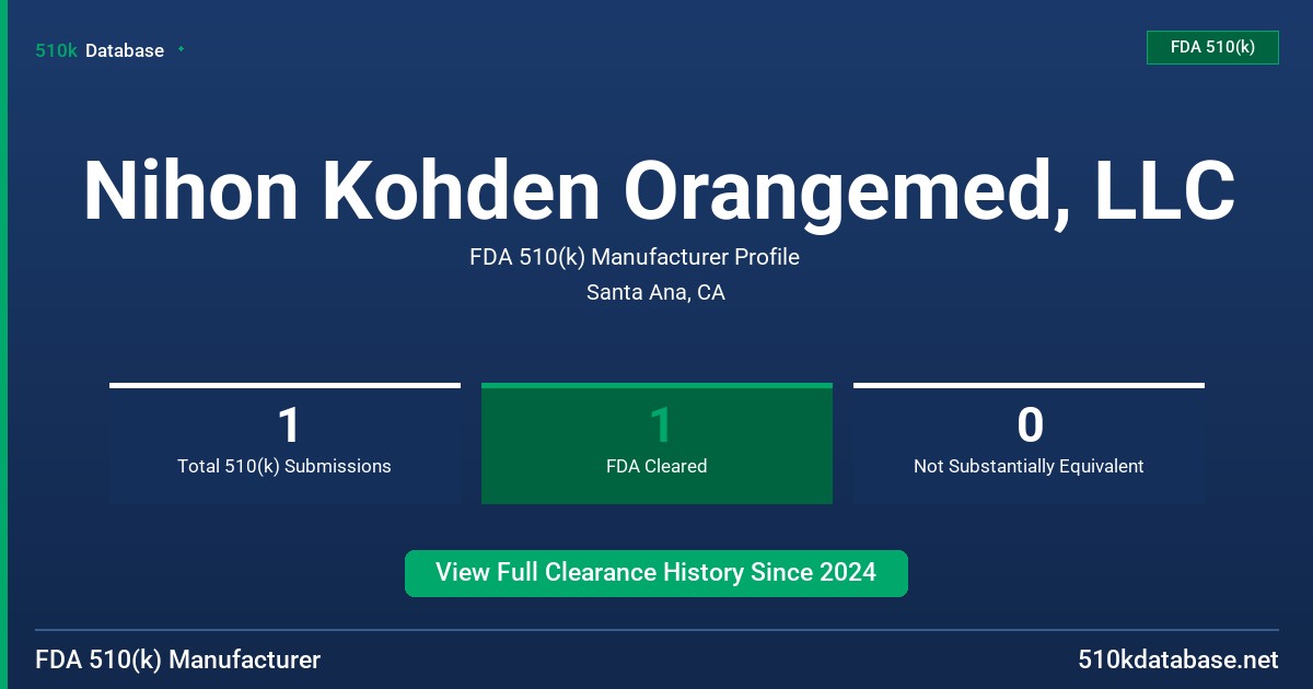 Nihon Kohden Orangemed, LLC FDA 510(k) Manufacturer Profile