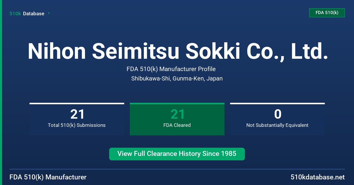 Nihon Seimitsu Sokki Co., Ltd. FDA 510(k) Manufacturer Profile