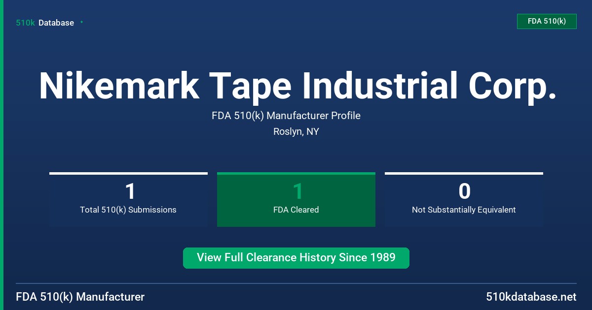 Nikemark Tape Industrial Corp. FDA 510(k) Manufacturer Profile