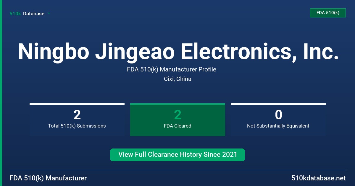 Ningbo Jingeao Electronics, Inc. FDA 510(k) Manufacturer Profile