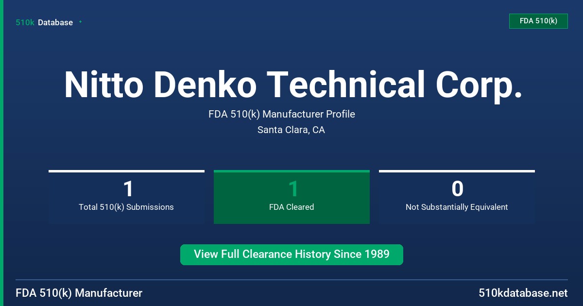 Nitto Denko Technical Corp. FDA 510(k) Manufacturer Profile