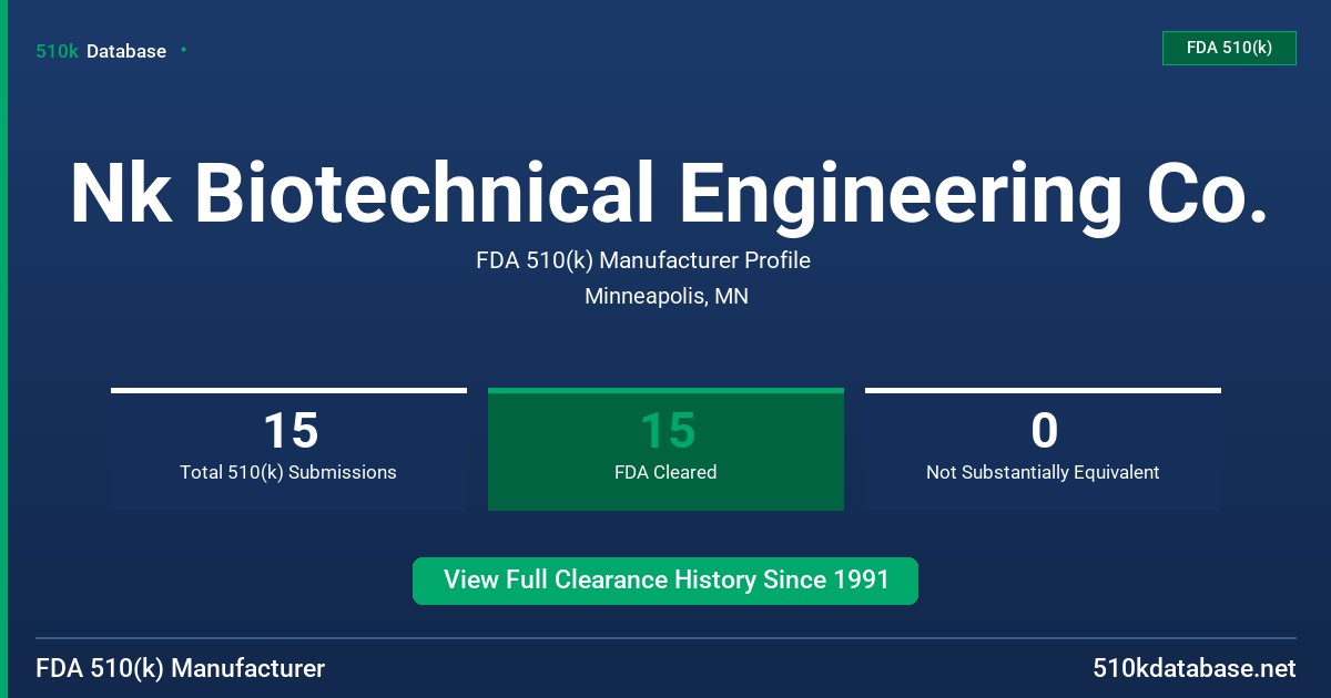 Nk Biotechnical Engineering Co. FDA 510(k) Manufacturer Profile