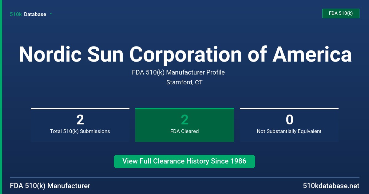 Nordic Sun Corporation of America FDA 510(k) Manufacturer Profile