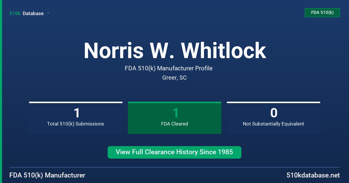 Norris W. Whitlock FDA 510(k) Manufacturer Profile