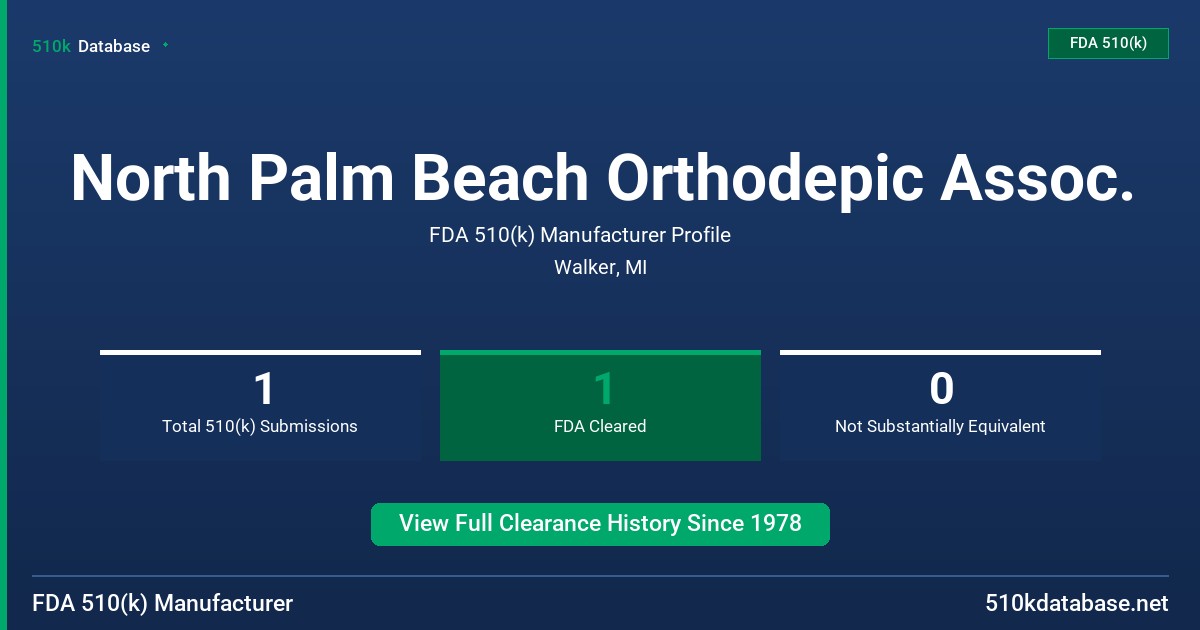 North Palm Beach Orthodepic Assoc. FDA 510(k) Manufacturer Profile