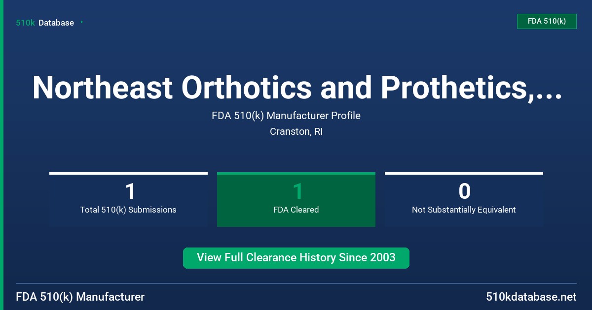 Northeast Orthotics and Prothetics, Inc. FDA 510(k) Manufacturer Profile