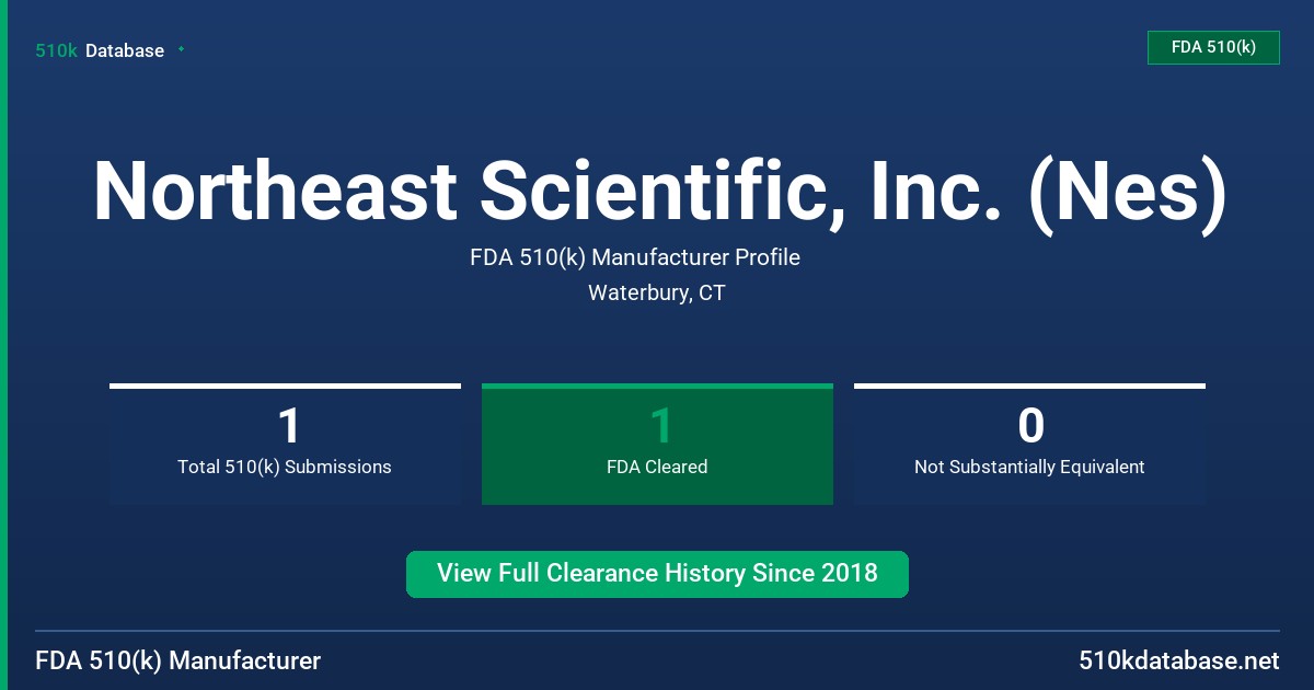 Northeast Scientific, Inc. (Nes) FDA 510(k) Manufacturer Profile
