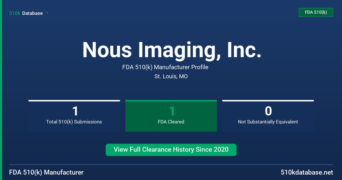 Nous Imaging, Inc. FDA 510(k) Manufacturer Profile