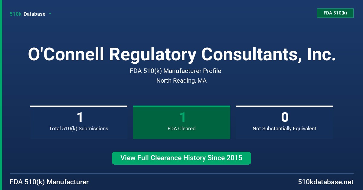 O'Connell Regulatory Consultants, Inc. FDA 510(k) Manufacturer Profile