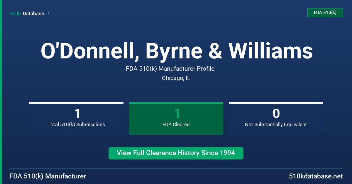 O'Donnell, Byrne & Williams FDA 510(k) Manufacturer Profile