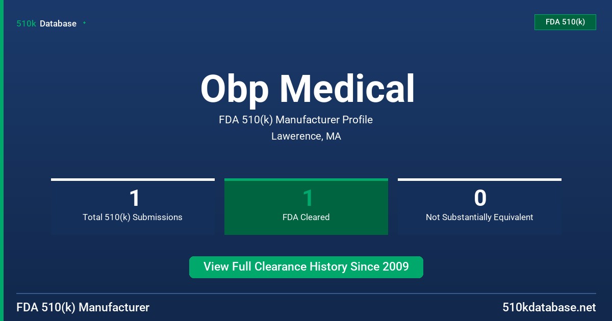 Obp Medical FDA 510(k) Manufacturer Profile