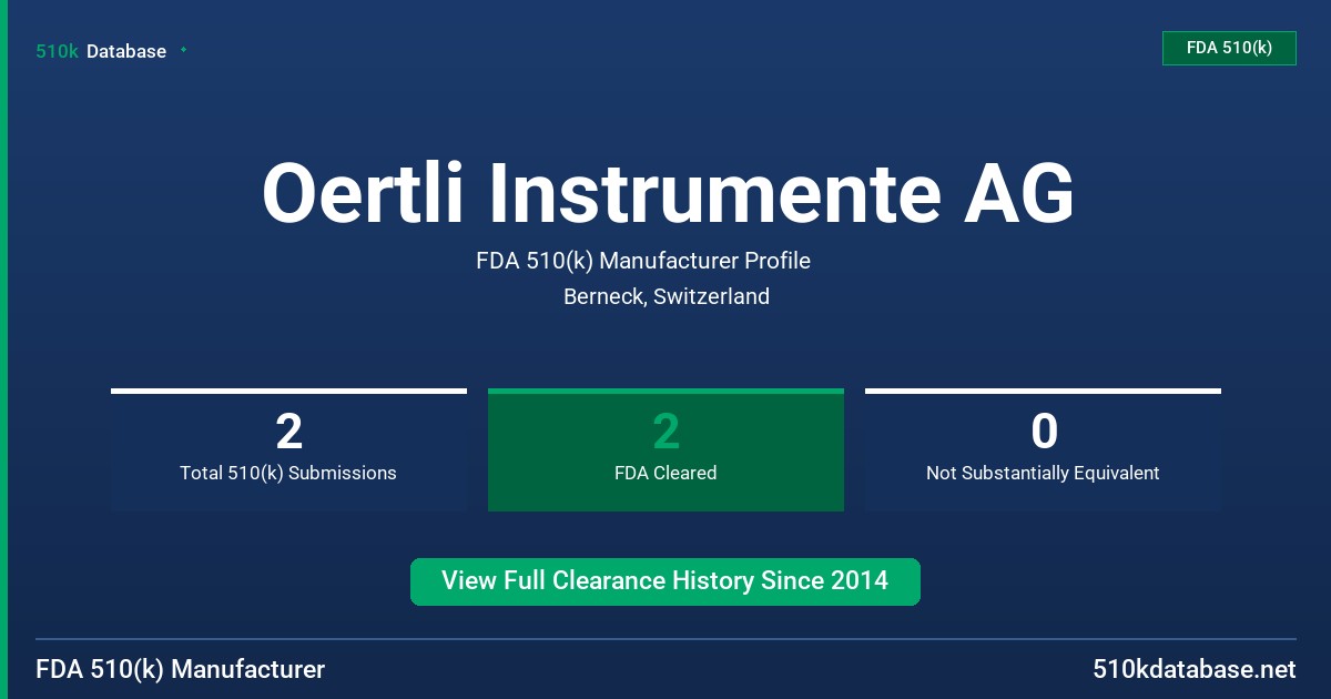 Oertli Instrumente AG FDA 510(k) Manufacturer Profile