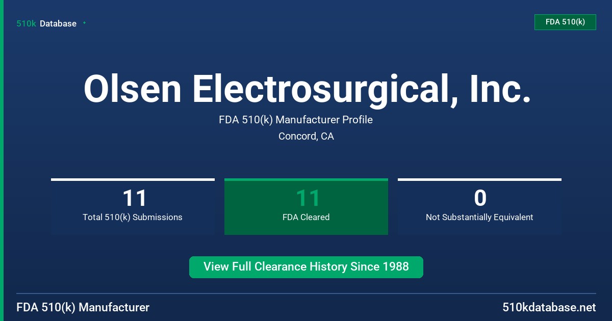 Olsen Electrosurgical, Inc. FDA 510(k) Manufacturer Profile