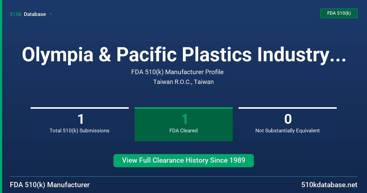 Olympia & Pacific Plastics Industry Corp. FDA 510(k) Manufacturer Profile