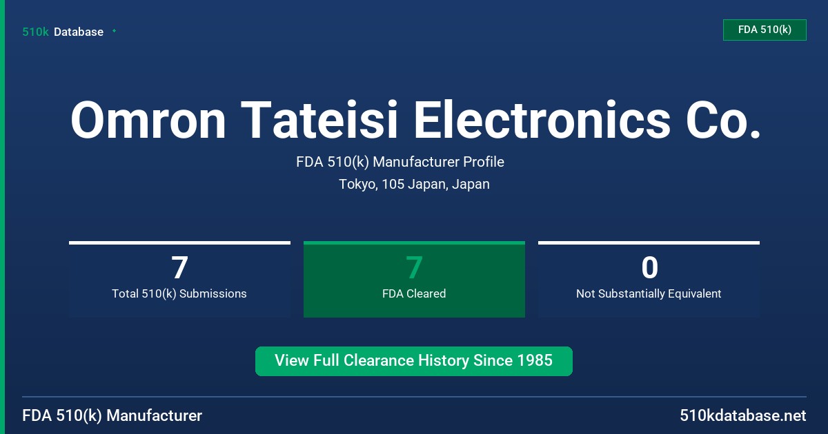Omron Tateisi Electronics Co. FDA 510(k) Manufacturer Profile