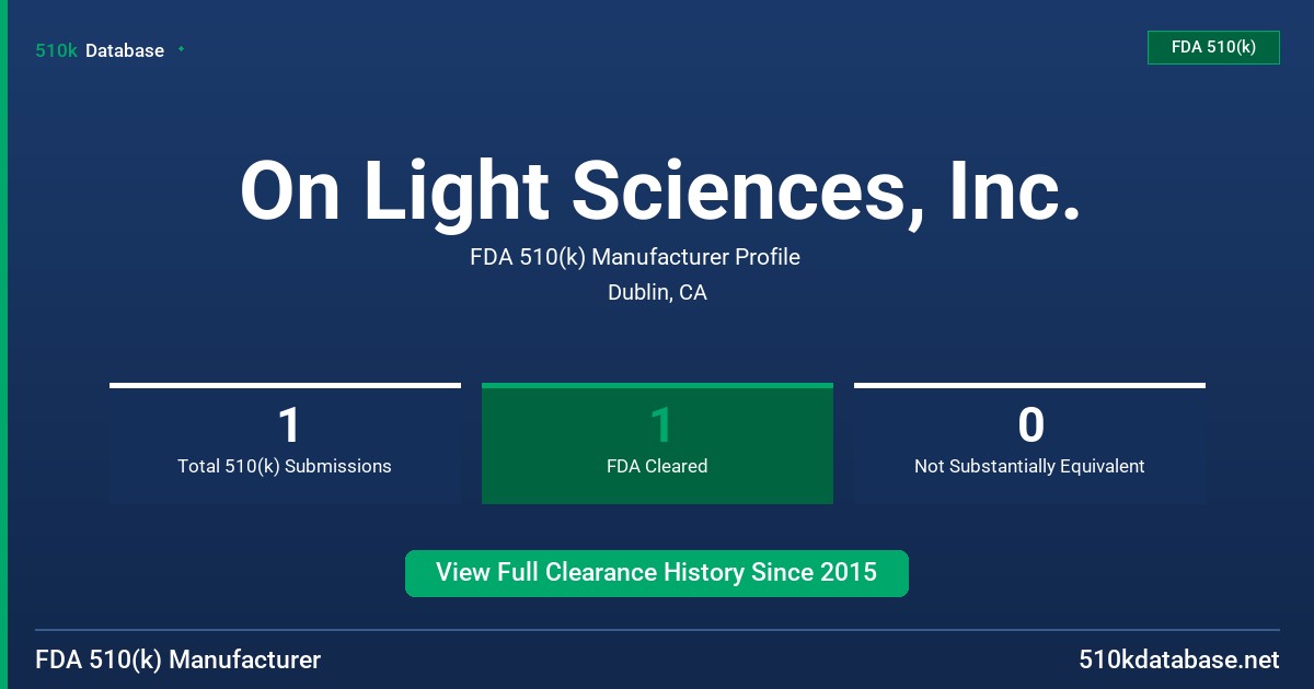 On Light Sciences, Inc. FDA 510(k) Manufacturer Profile