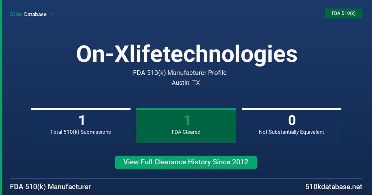 On-Xlifetechnologies FDA 510(k) Manufacturer Profile