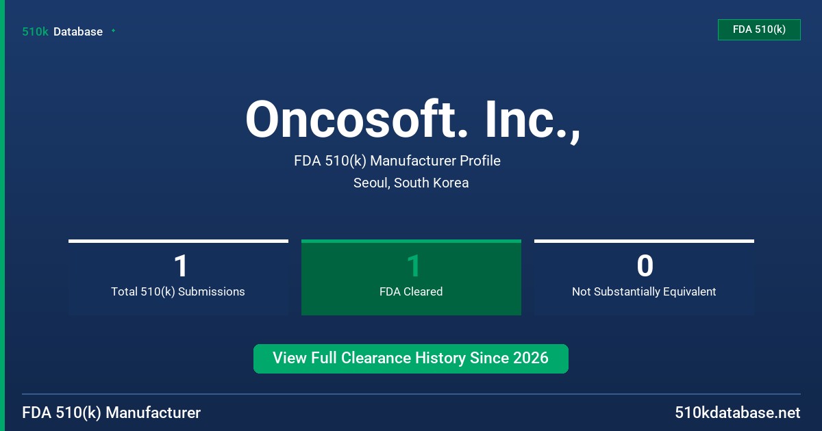 Oncosoft. Inc., FDA 510(k) Manufacturer Profile