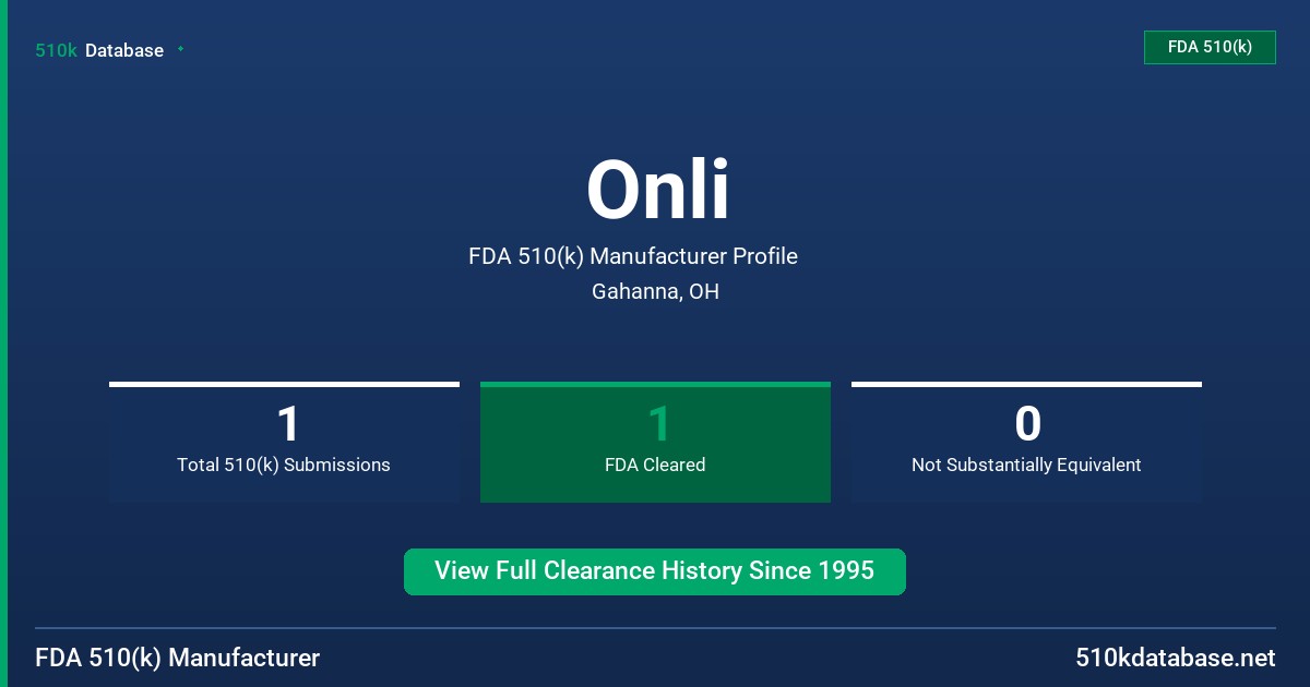 Onli FDA 510(k) Manufacturer Profile