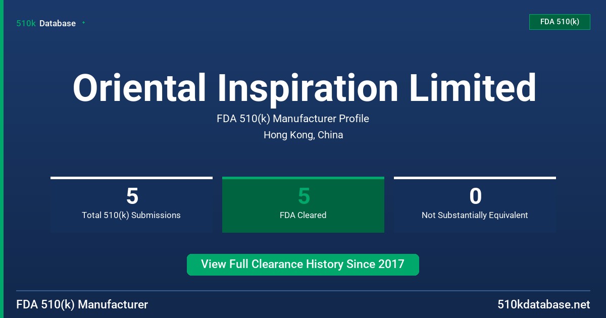 Oriental Inspiration Limited FDA 510(k) Manufacturer Profile