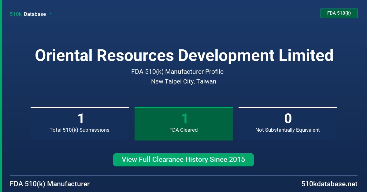 Oriental Resources Development Limited FDA 510(k) Manufacturer Profile