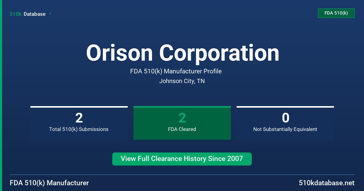 Orison Corporation FDA 510(k) Manufacturer Profile