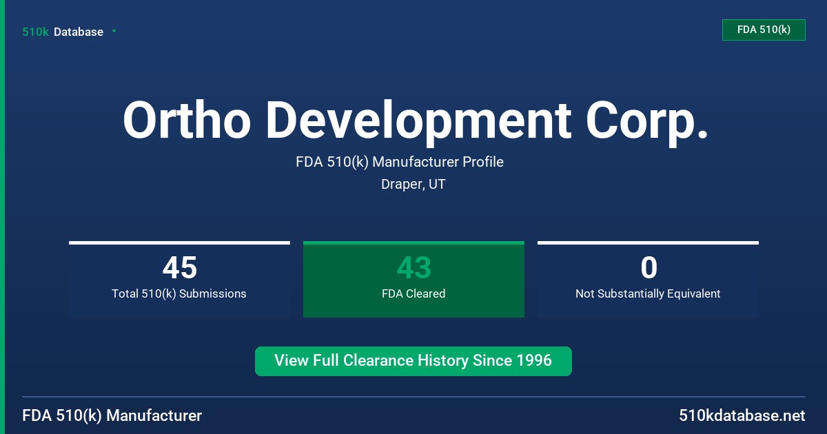 Ortho Development Corp. FDA 510(k) Manufacturer Profile