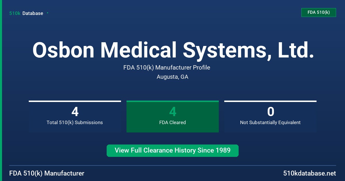 Osbon Medical Systems, Ltd. FDA 510(k) Manufacturer Profile