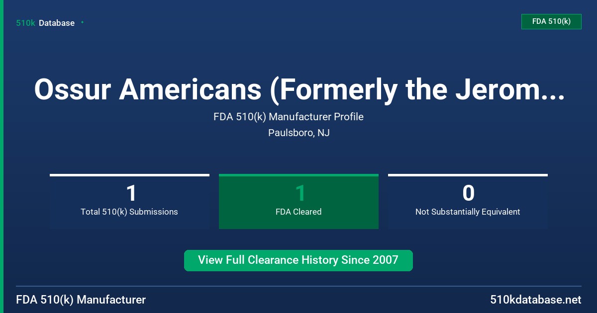 Ossur Americans (Formerly the Jerome Group) FDA 510(k) Manufacturer Profile