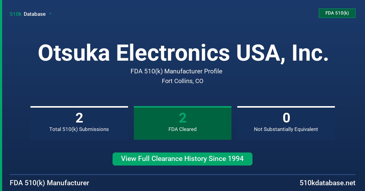 Otsuka Electronics USA, Inc. FDA 510(k) Manufacturer Profile