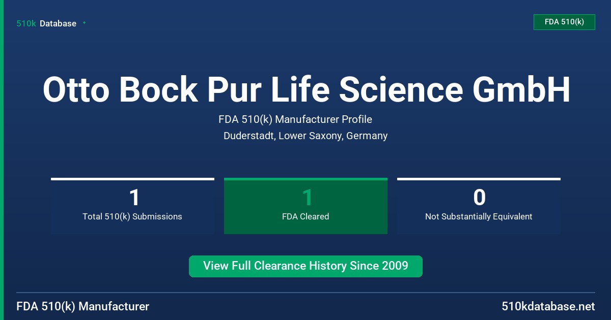 Otto Bock Pur Life Science GmbH FDA 510(k) Manufacturer Profile