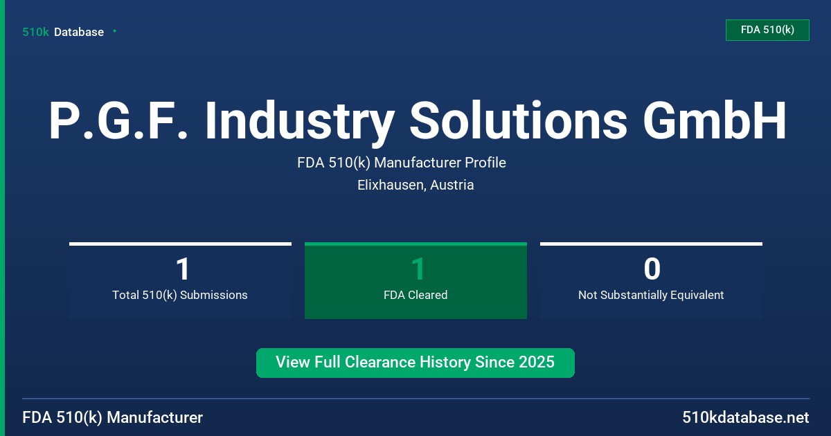 P.G.F. Industry Solutions GmbH FDA 510(k) Manufacturer Profile