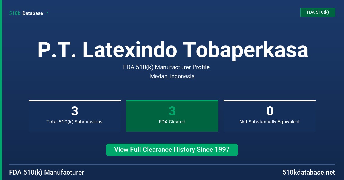 P.T. Latexindo Tobaperkasa FDA 510(k) Manufacturer Profile