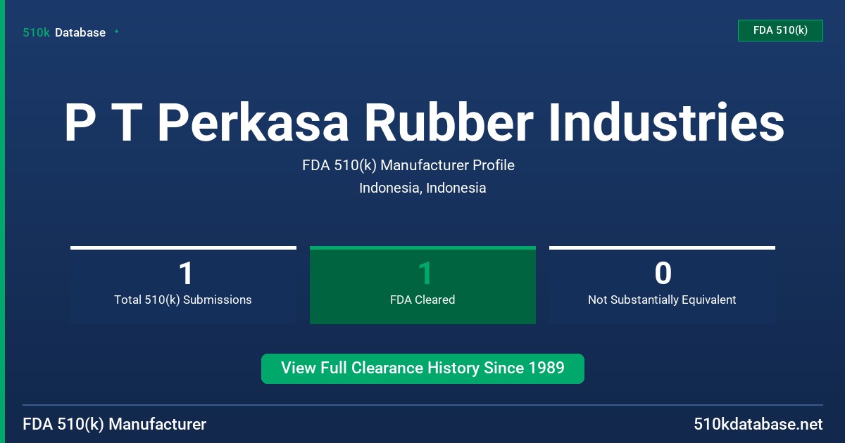 P T Perkasa Rubber Industries FDA 510(k) Manufacturer Profile