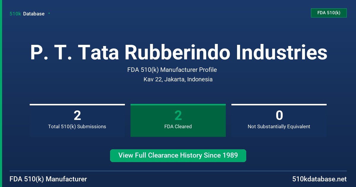 P. T. Tata Rubberindo Industries FDA 510(k) Manufacturer Profile