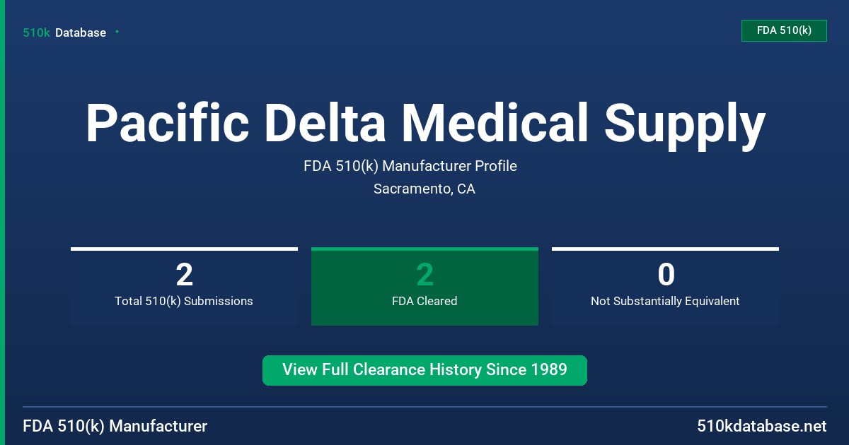 Pacific Delta Medical Supply FDA 510(k) Manufacturer Profile