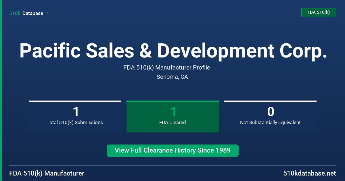 Pacific Sales & Development Corp. FDA 510(k) Manufacturer Profile