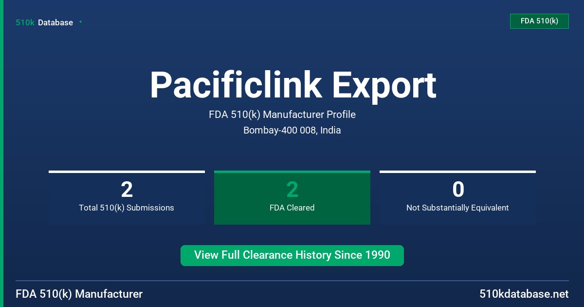 Pacificlink Export FDA 510(k) Manufacturer Profile
