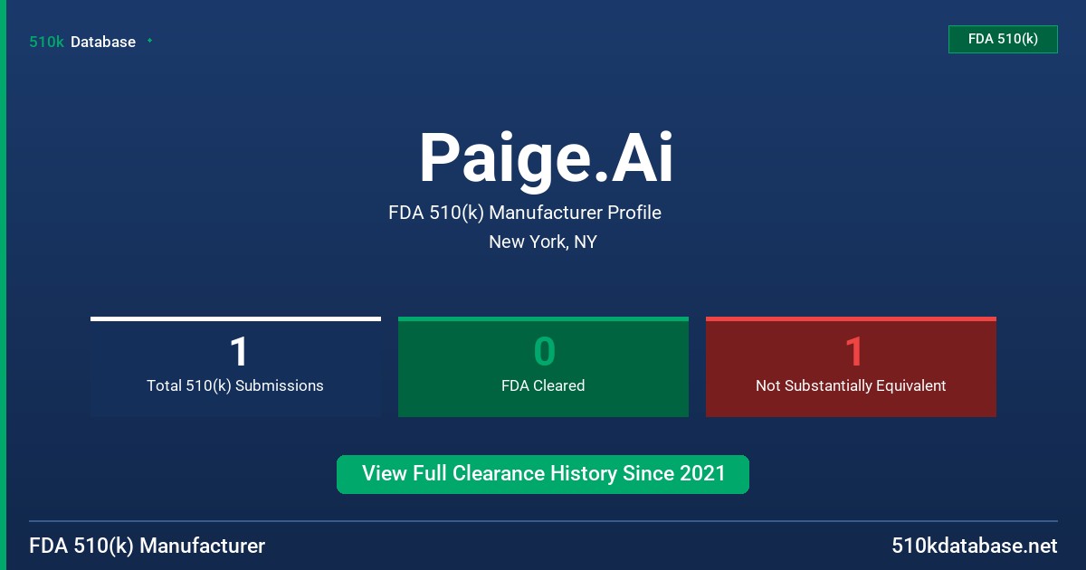 Paige.Ai FDA 510(k) Manufacturer Profile