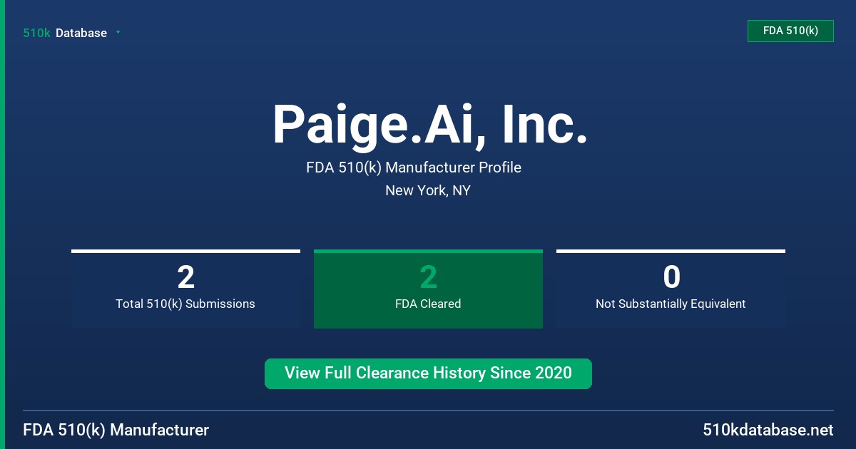 Paige.Ai, Inc. FDA 510(k) Manufacturer Profile
