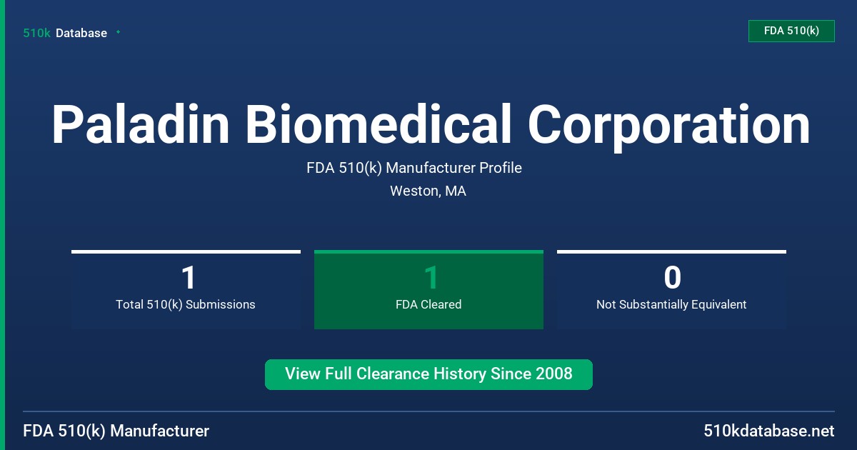 Paladin Biomedical Corporation FDA 510(k) Manufacturer Profile