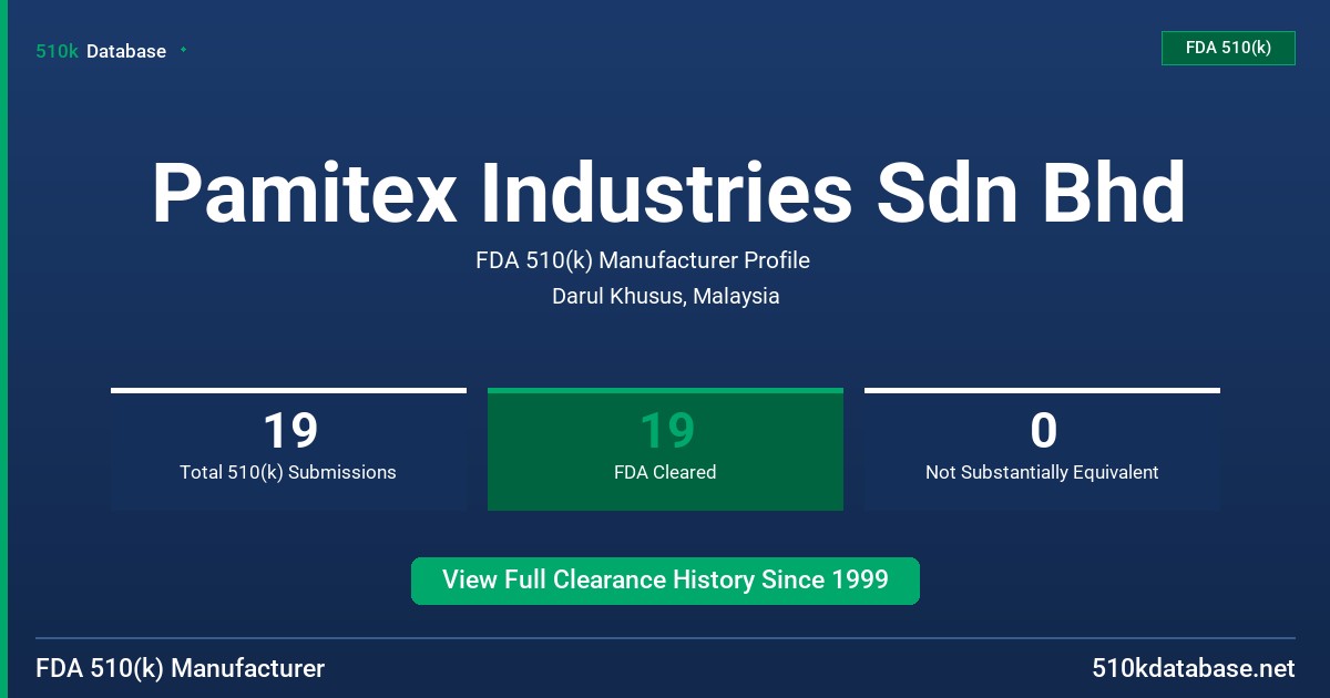Pamitex Industries Sdn Bhd FDA 510(k) Manufacturer Profile