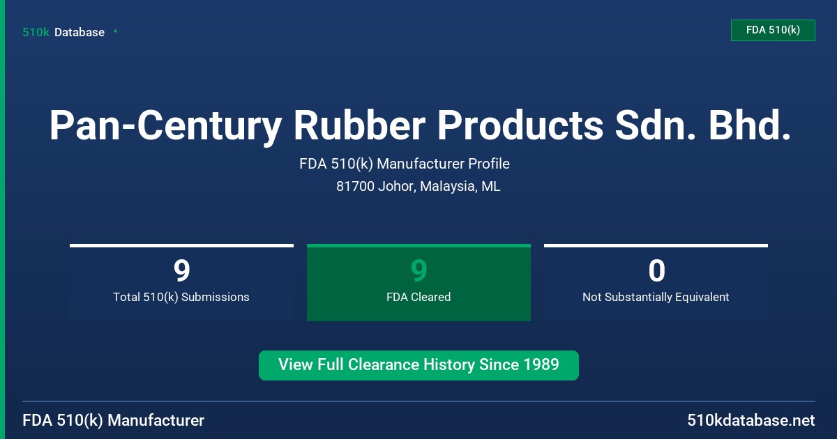Pan-Century Rubber Products Sdn. Bhd. FDA 510(k) Manufacturer Profile