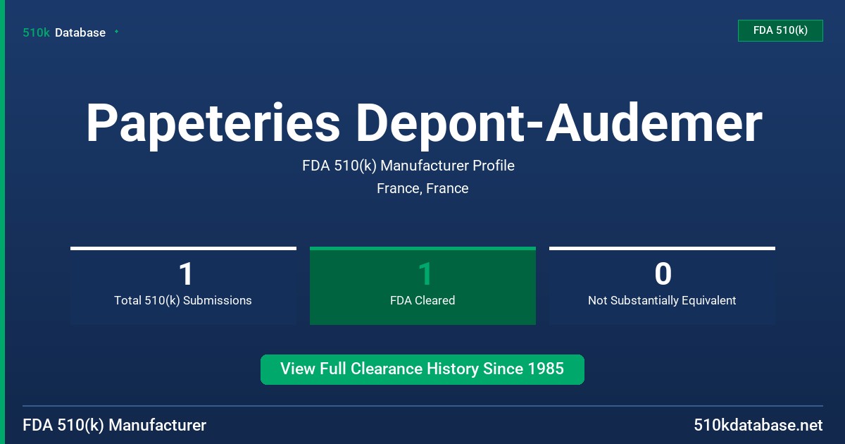 Papeteries Depont-Audemer FDA 510(k) Manufacturer Profile