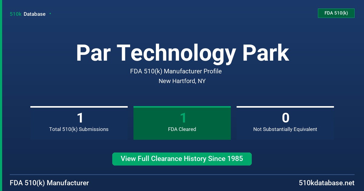 Par Technology Park FDA 510(k) Manufacturer Profile