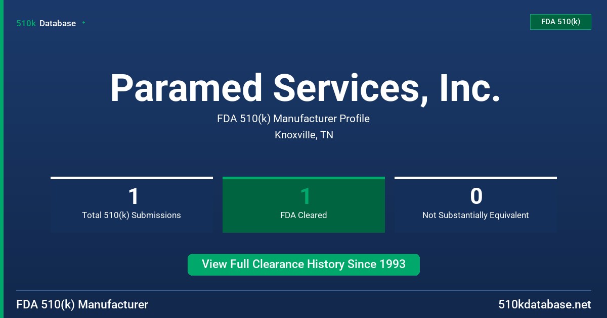 Paramed Services, Inc. FDA 510(k) Manufacturer Profile
