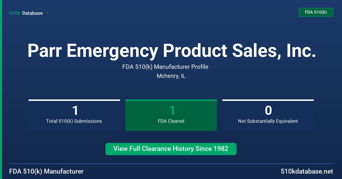 Parr Emergency Product Sales, Inc. FDA 510(k) Manufacturer Profile