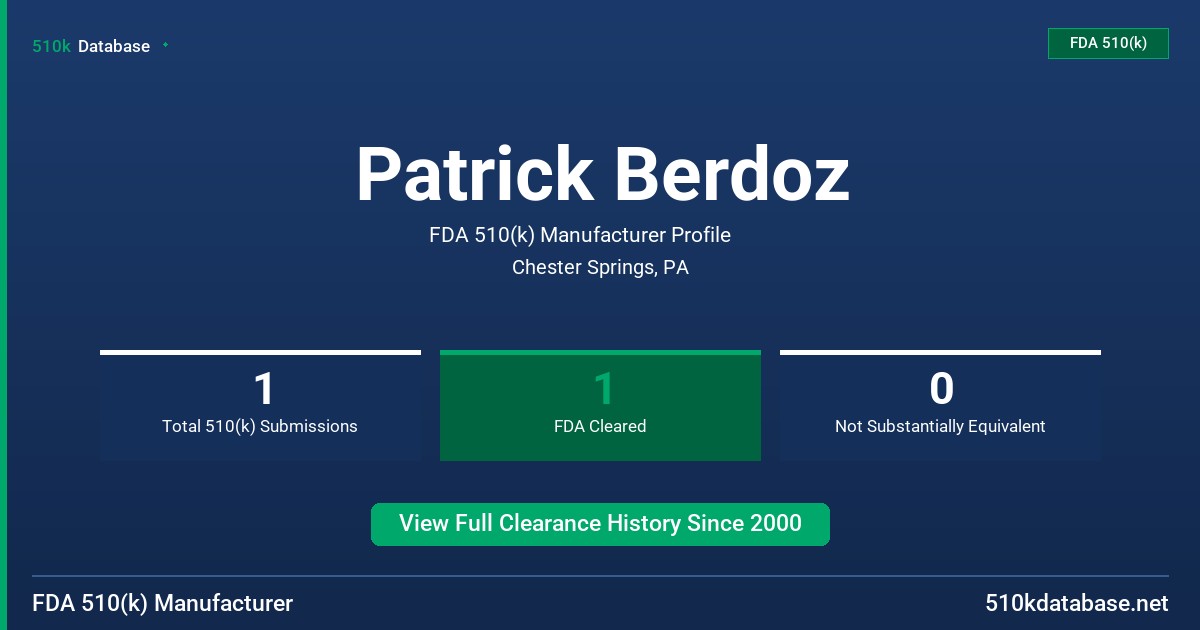 Patrick Berdoz FDA 510(k) Manufacturer Profile