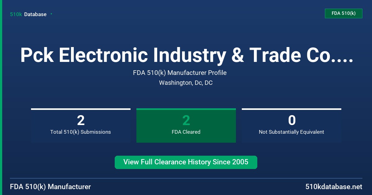 Pck Electronic Industry & Trade Co., Ltd. FDA 510(k) Manufacturer Profile